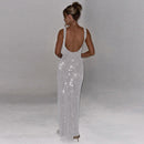 Pure Color Sequins Sling Slim Fit Dress - Fashivon