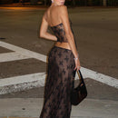 Lace-up Tube Top Mop Dress Three-piece Set For Women - Fashivon