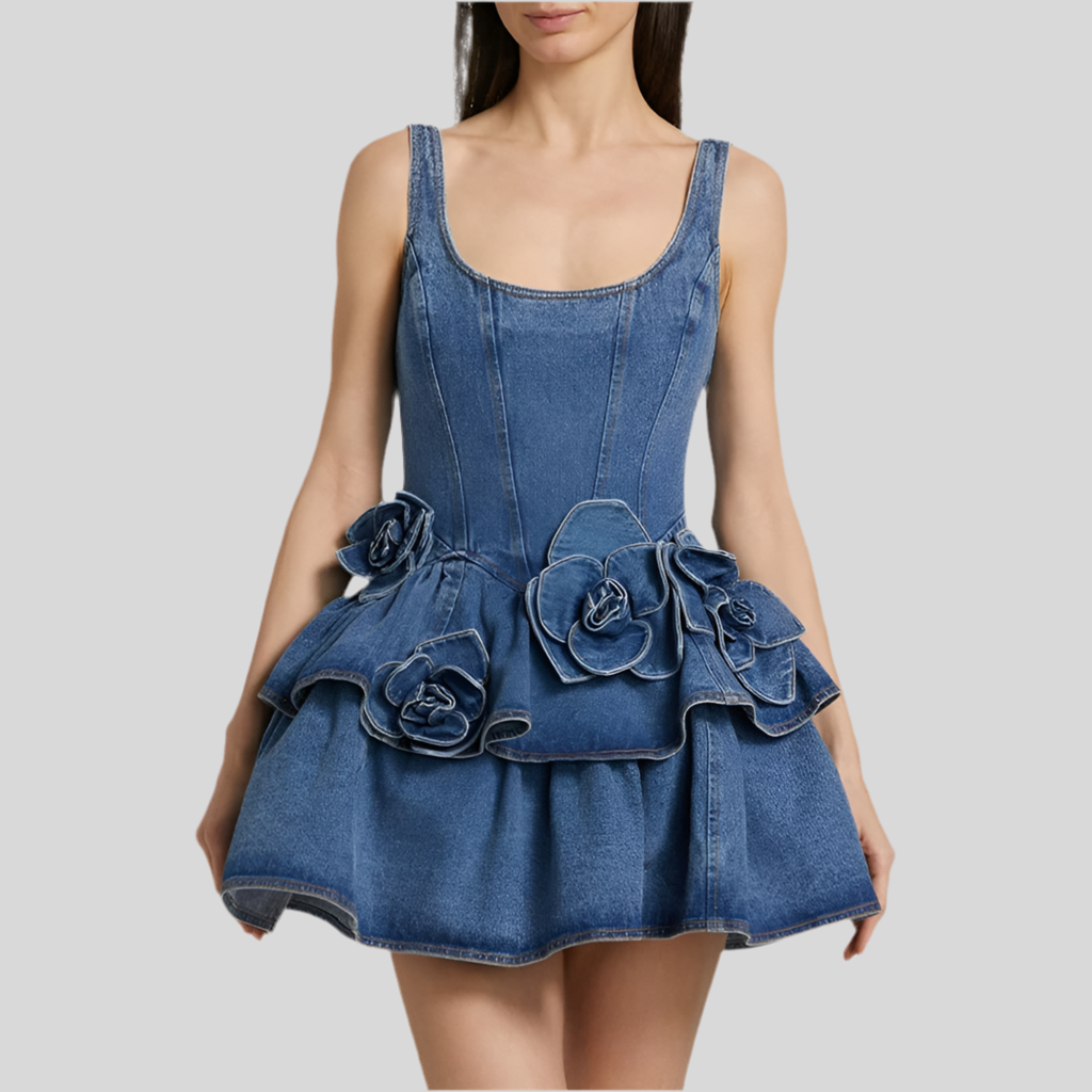 Denim Mini Dress Fashion Clothing