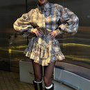 Women's Plaid Design Ruffled Suit - Fashivon
