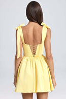Bow-tied Strap Dress Summer Fashion Backless Square Collar High Waist Short Dress Beach Clothing For Women - Fashivon