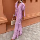 Women's Fashion V-neck Plaid Knotted Suit - Fashivon