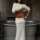 Women's Off-the-shoulder Pleated Dress Knitting Suit - Fashivon