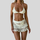 Beach Female Floating Flower Knitting Bikini - Fashivon
