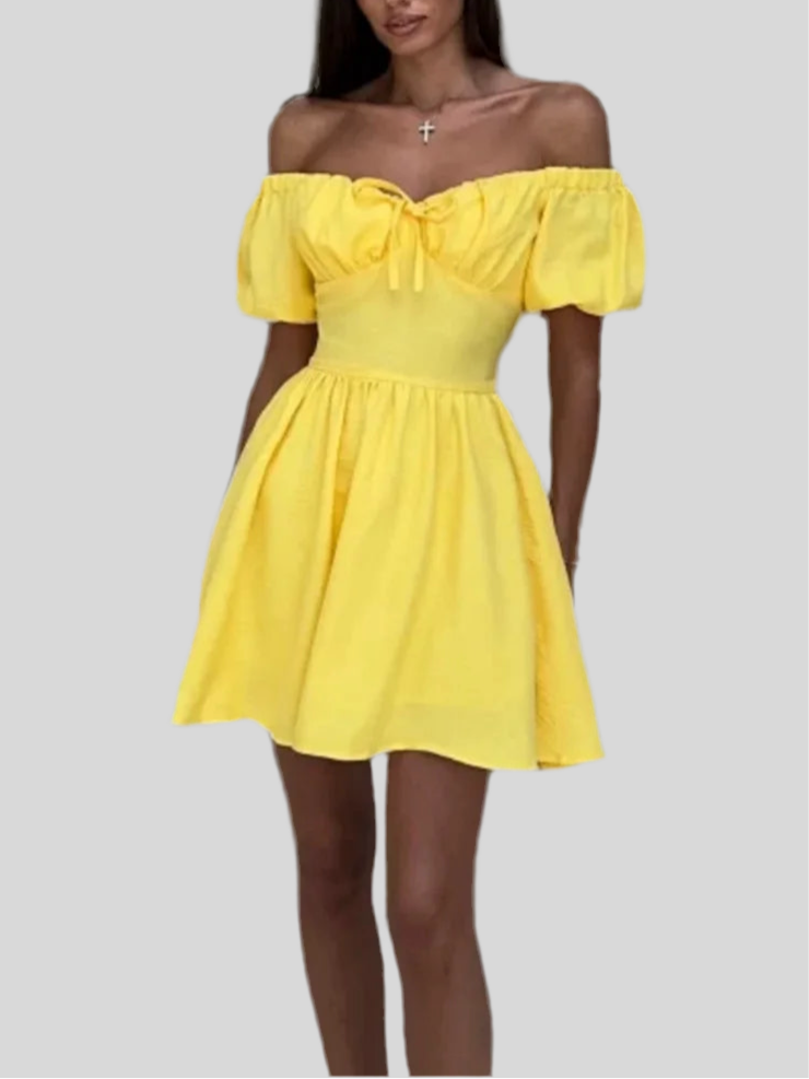 Puff  Sleeves Mini Dress