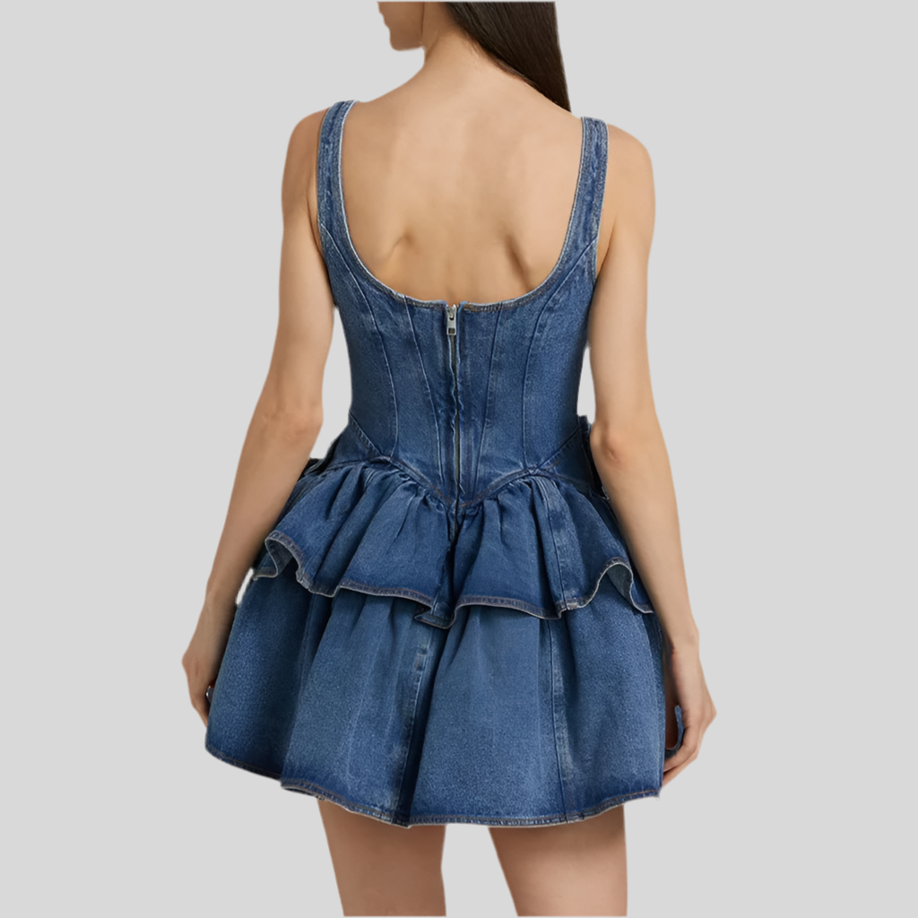 Denim Mini Dress Fashion Clothing