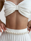 White Three-piece Wide-leg Pants Suit - Fashivon