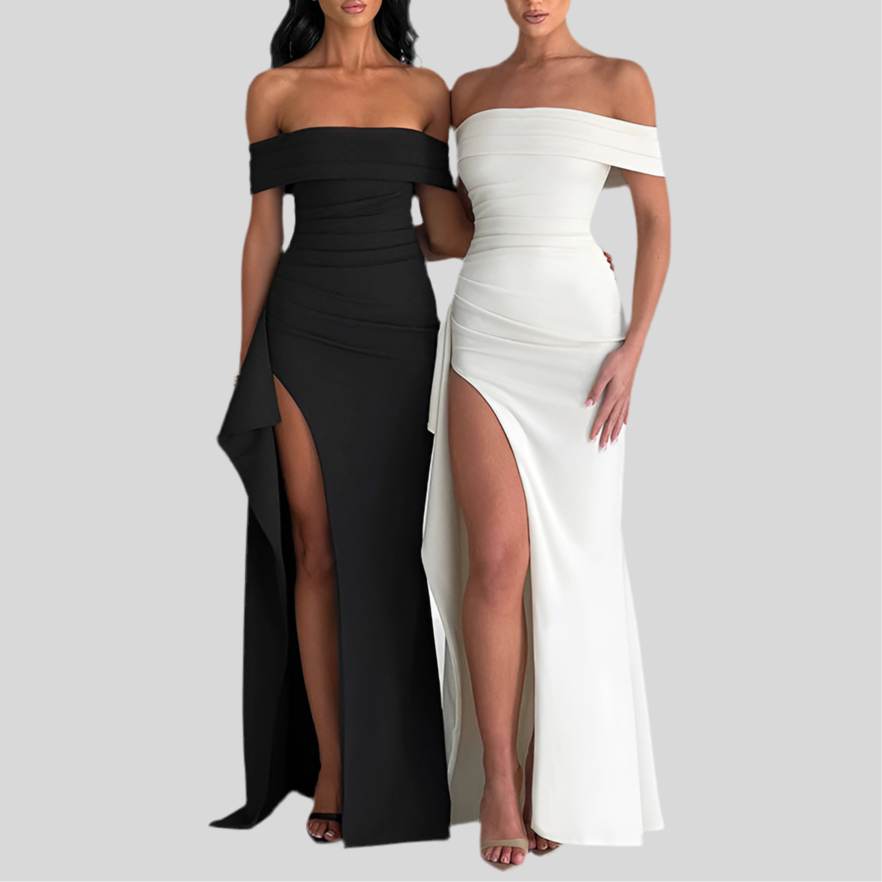 Women's Fashion Temperament Solid Color Slim Sleeveless Split Dresses