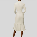 Long sleeve V-neck Dress - Fashivon