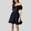 Puff  Sleeves Mini Dress - Fashivon