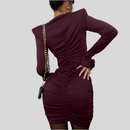 3D Flowers Long Sleeve Mini Dress - Fashivon