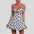 Polka Dot Print Tube Top Backless Casual Holiday Dress - Fashivon