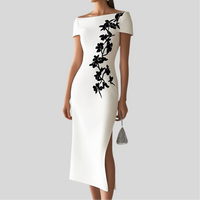 White Short Sleeve Elegant Dress - Fashivon