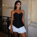 New Tube Top Sleeveless Patchwork Ruffled Slim Fit Dress - Fashivon