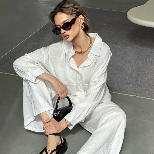 Women's Comfortable Pure Cotton Long Sleeve Top Long Pants Pajamas - Fashivon