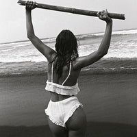 Women's Pure White Suspender Underwear Ruffled Shorts Suit - Fashivon