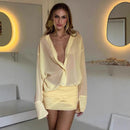 Spring New Elegant Sexy Lapel Slim-fit Sheath Lace-up Shirt Dress - Fashivon