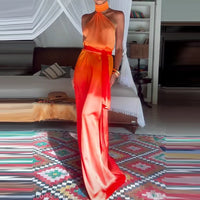 Beach Long Dress Backless Lady Waist Robe Dress - Fashivon