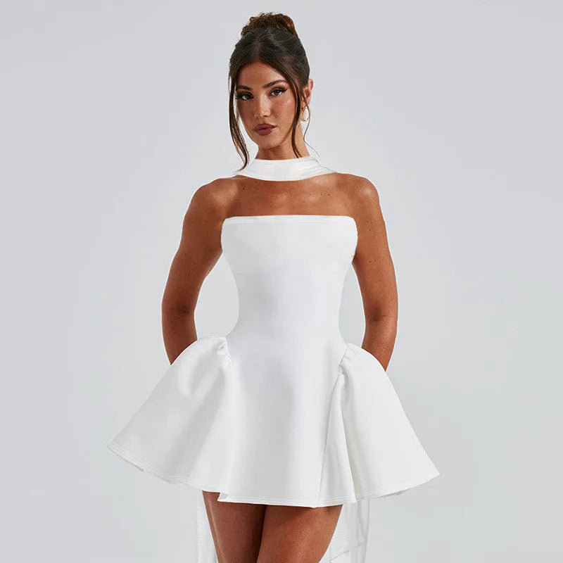 Mini Dress with Ribbon - Fashivon
