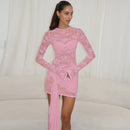 Lace Long Slee Mini Dress - Fashivon