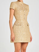 Women Short Sleeve Elegant Mini Dress