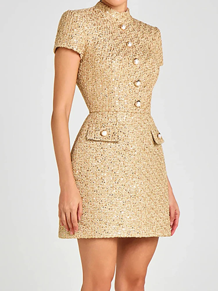 Women Short Sleeve Elegant Mini Dress