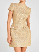 Women Short Sleeve Elegant Mini Dress