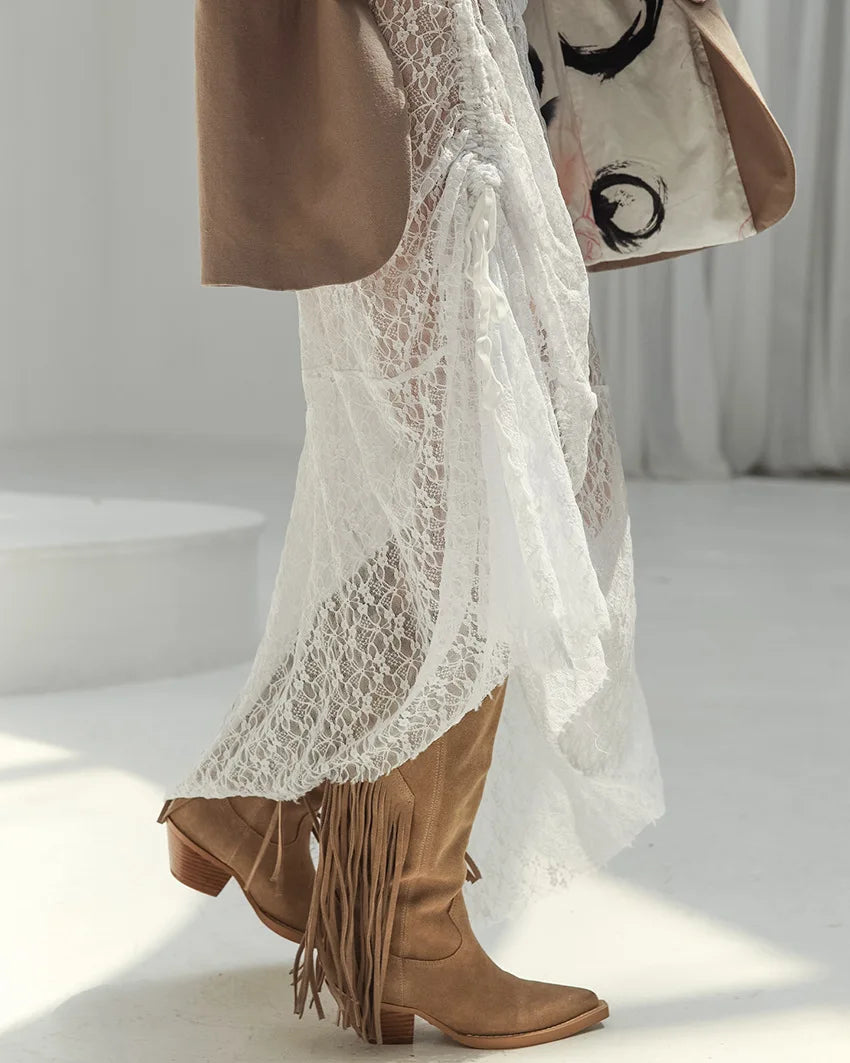 Two-Piece Lace Top & Long Skirt Sets - Fashivon