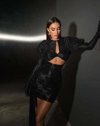 Lace Draped Bodycon Mini Dress Gloves - Fashivon