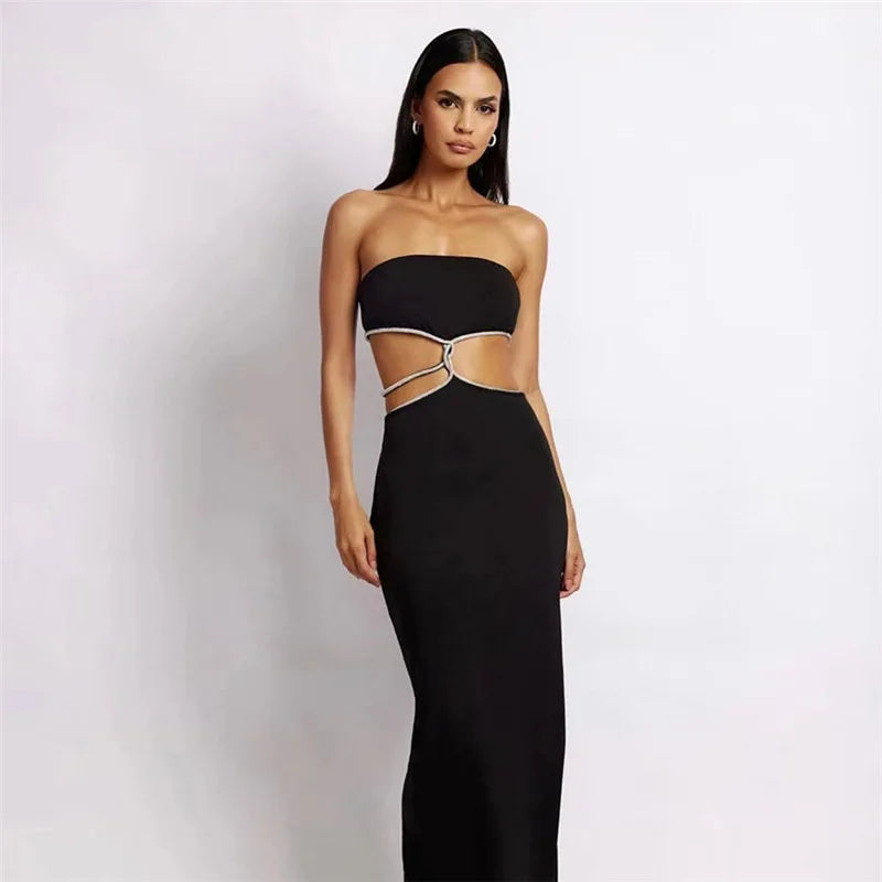 Black Dress Backless Wrap Dress
