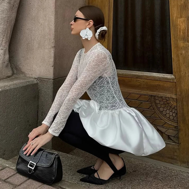 Lace Long Sleeve Dress - Fashivon