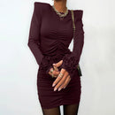 3D Flowers Long Sleeve Mini Dress - Fashivon