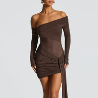 Mini Dress Women Brown Backless - Fashivon