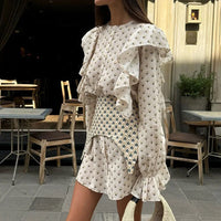 Print Mini Dress with Long Sleeve - Fashivon