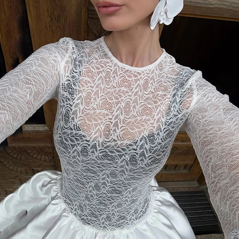 Lace Long Sleeve Dress - Fashivon