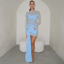 Lace Long Slee Mini Dress - Fashivon