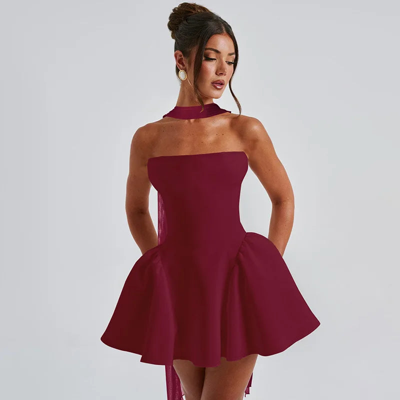 Mini Dress with Ribbon - Fashivon