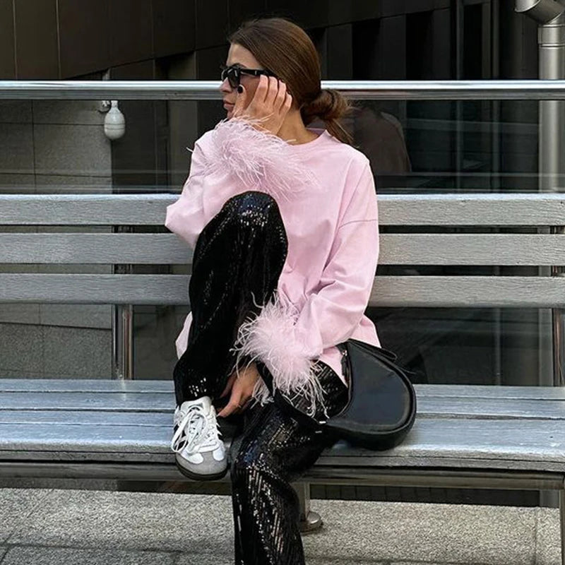 Pink Long Sleeve T-shirt - Fashivon