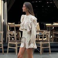 Print Mini Dress with Long Sleeve - Fashivon