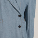 Blue Button Loose Jackets - Fashivon