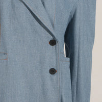 Blue Button Loose Jackets - Fashivon