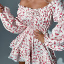 Red Puff Sleeve Dress - Fashivon