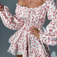 Red Puff Sleeve Dress - Fashivon