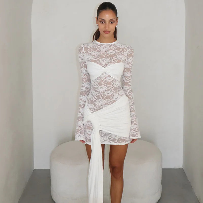 Lace Long Slee Mini Dress