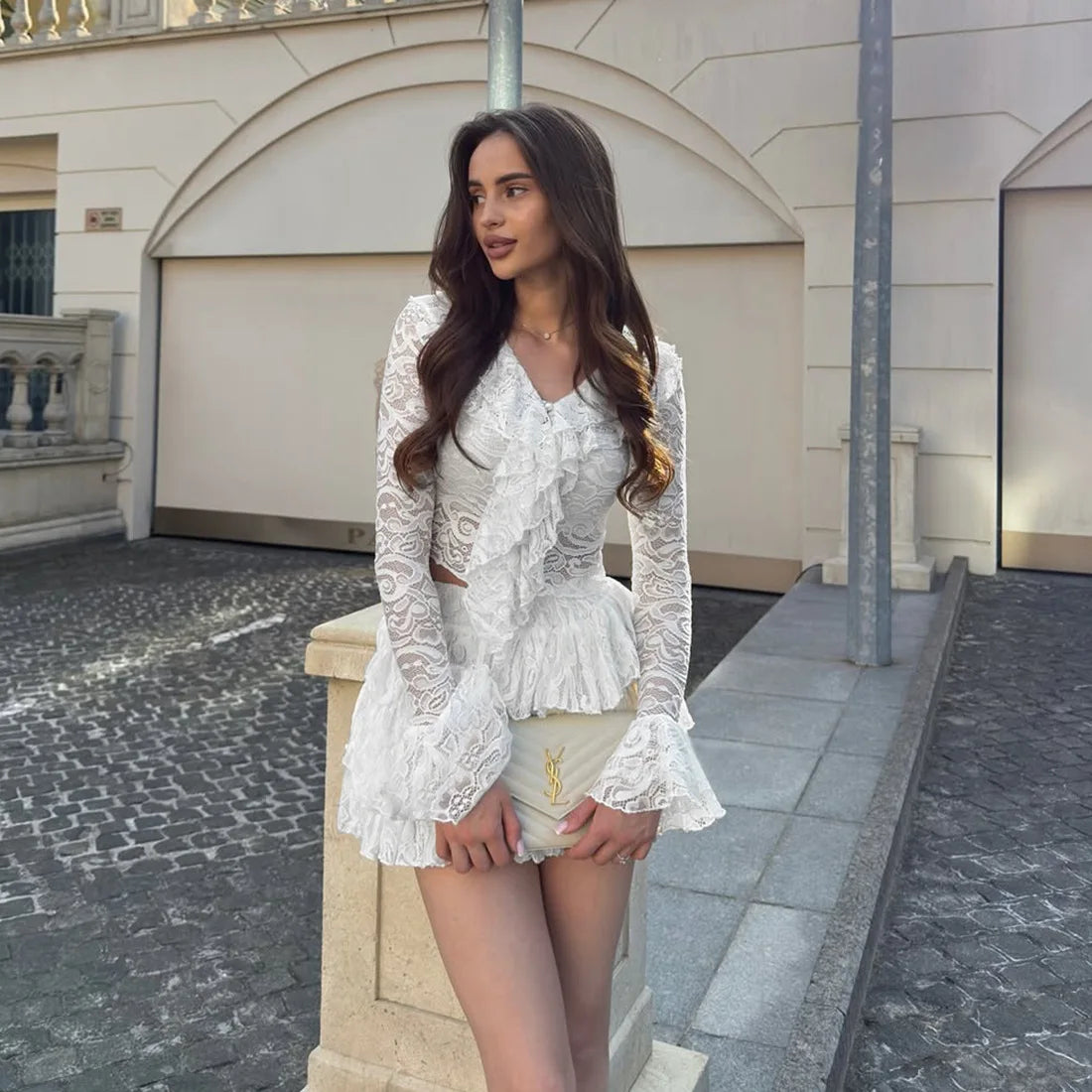 Two Piece Set Lace Top & Skirt