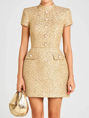 Women Short Sleeve Elegant Mini Dress