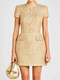 Women Short Sleeve Elegant Mini Dress