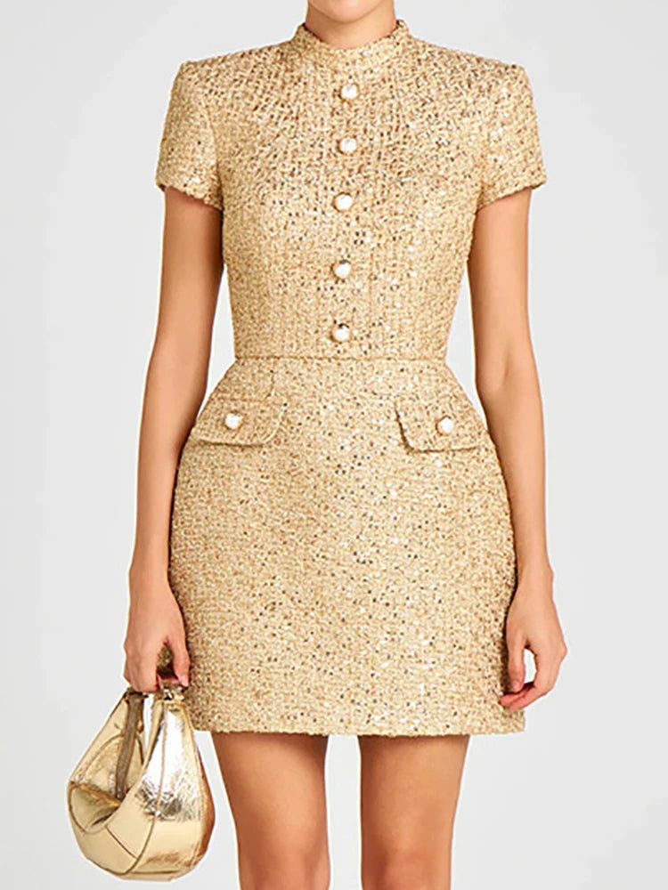 Women Short Sleeve Elegant Mini Dress