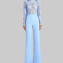 Long Sleeve Hollow Out Chic Jumpsuits, Women Spring Summer O Neck Fashion Playsuits, Holiday Patchwork Casual Ladies Bodysuits - Fashivon