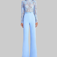 Long Sleeve Hollow Out Chic Jumpsuits, Women Spring Summer O Neck Fashion Playsuits, Holiday Patchwork Casual Ladies Bodysuits - Fashivon
